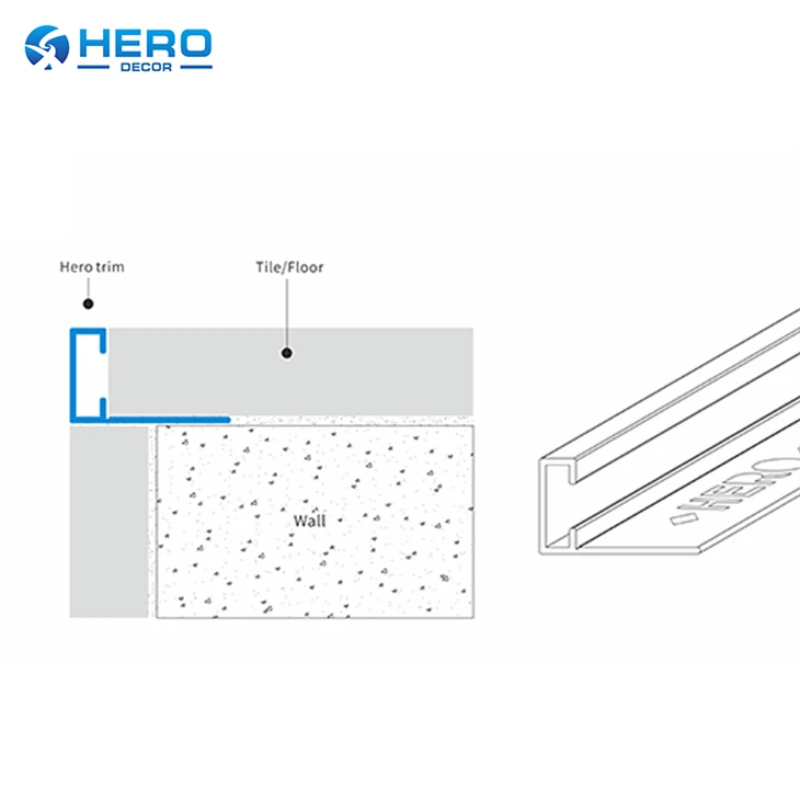 Aluminum Square Shape Chorme Tile Edge Trim high quality