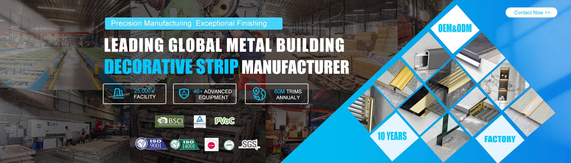 Wholesale OEM Tile Trim Supplier | Metal Decorative Profiles Manufacturer