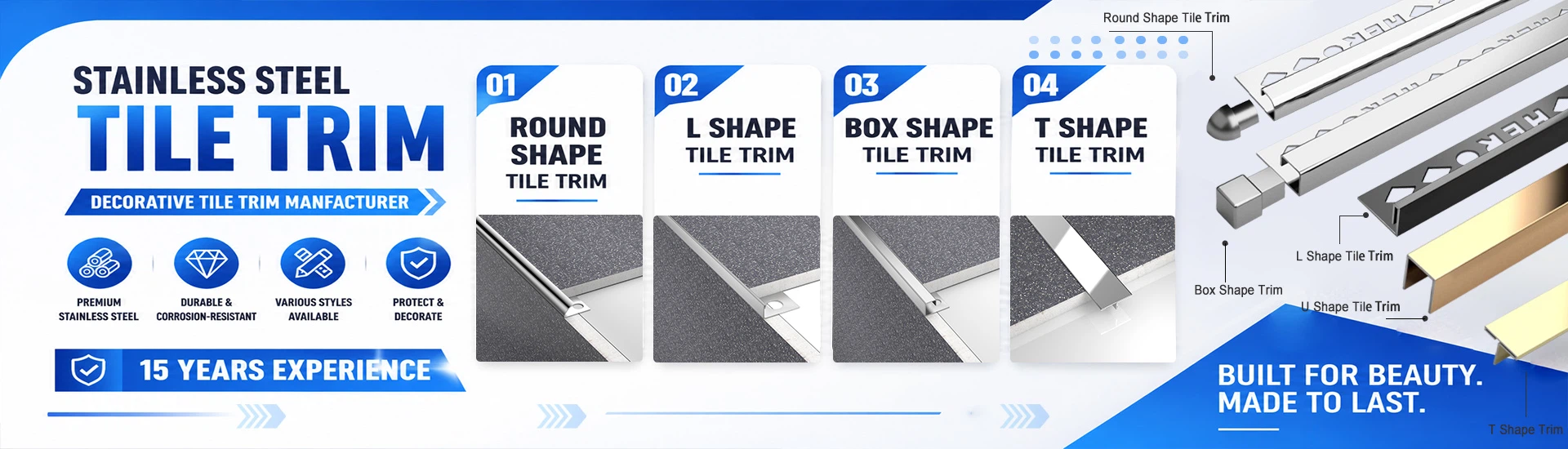 stainless steel tile edge trim manufacturer - hero metal