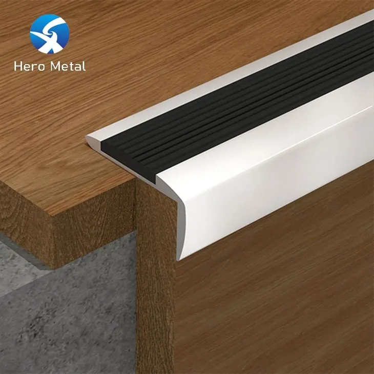 Non Slip Aluminium Stair Nosing With Black Rubber Insert suppliers