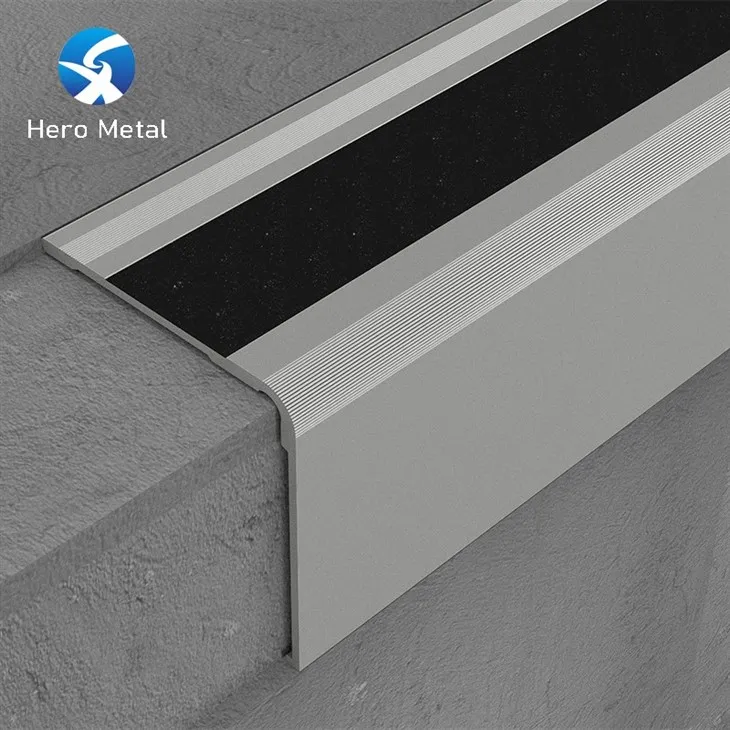 Non Slip Aluminium Stair Nosing With Black Rubber Insert price