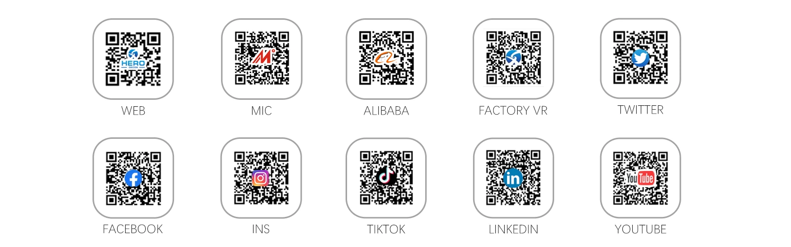 hero metal contacts qr code of Alibaba.com, Made In China Store, Ticktok, Linked-in, facebook, youyube, pinterest, instagram,and etc hero metal contacts qr code of Alibaba.com, Made In China Store, Ticktok, Linked-in, facebook, youyube, pinterest, instagram,and etc