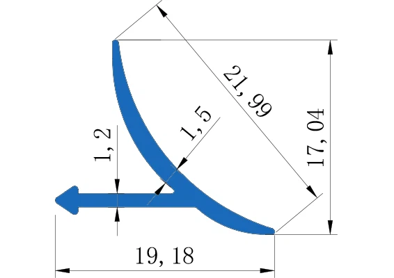 TCA-220 Inside Corner Tile Trim drawing TCA-220 Inside Corner Tile Trim drawing