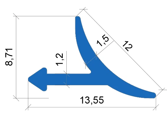 TCA160 Inside Corner Tile Trim drawing TCA160 Inside Corner Tile Trim drawing