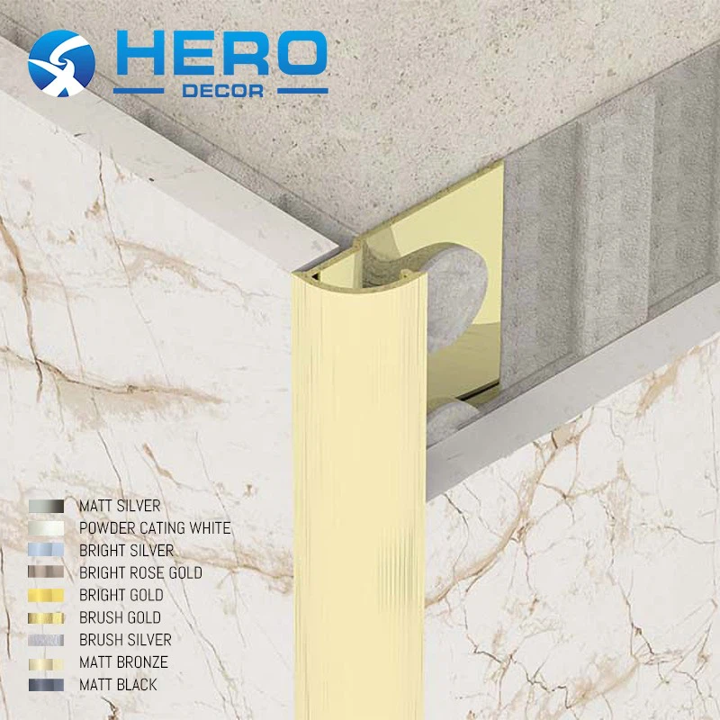 custom round shaped brushed gold tile trim custom round shaped brushed gold tile trim