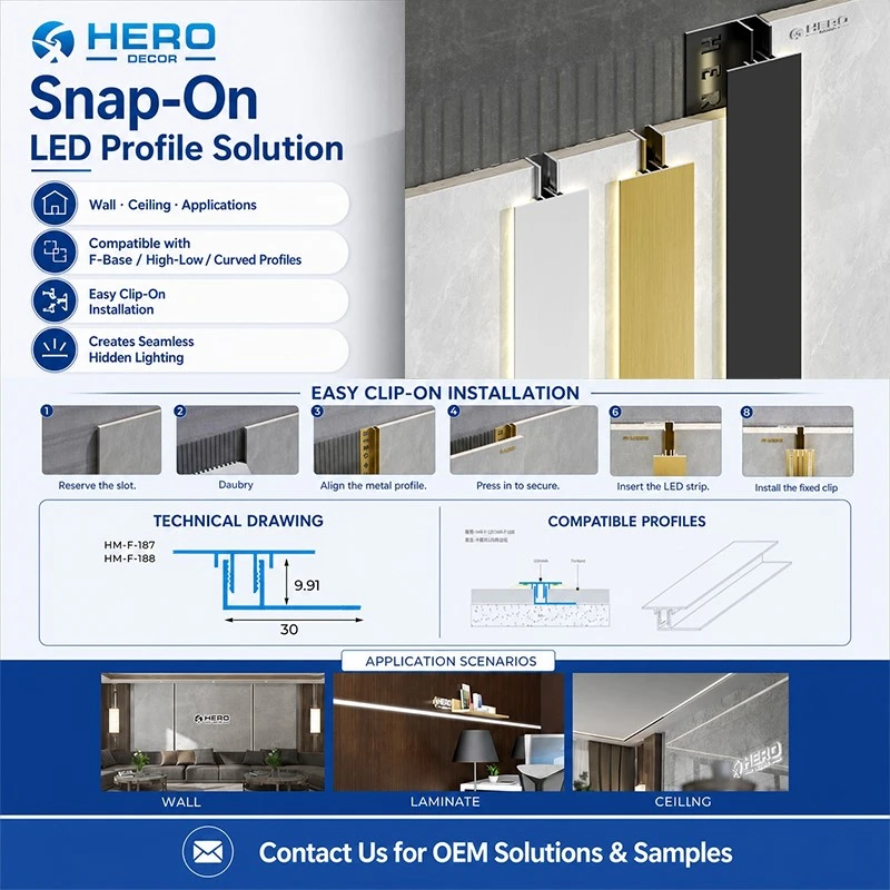 Snap-On LED Profile Solution – Easy Clip-On Seamless Hidden Lighting System Snap-On LED Profile Solution – Easy Clip-On Seamless Hidden Lighting System