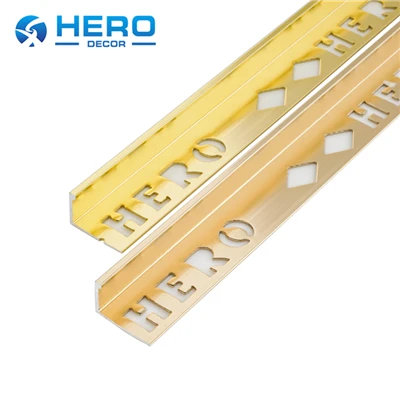 L Shaped Brushed Gold Tile Trim