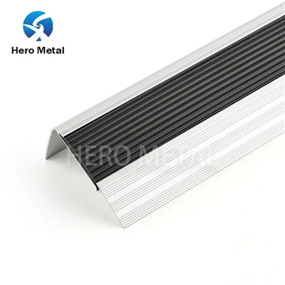 Non Slip Aluminium Stair Nosing With Black Rubber Insert